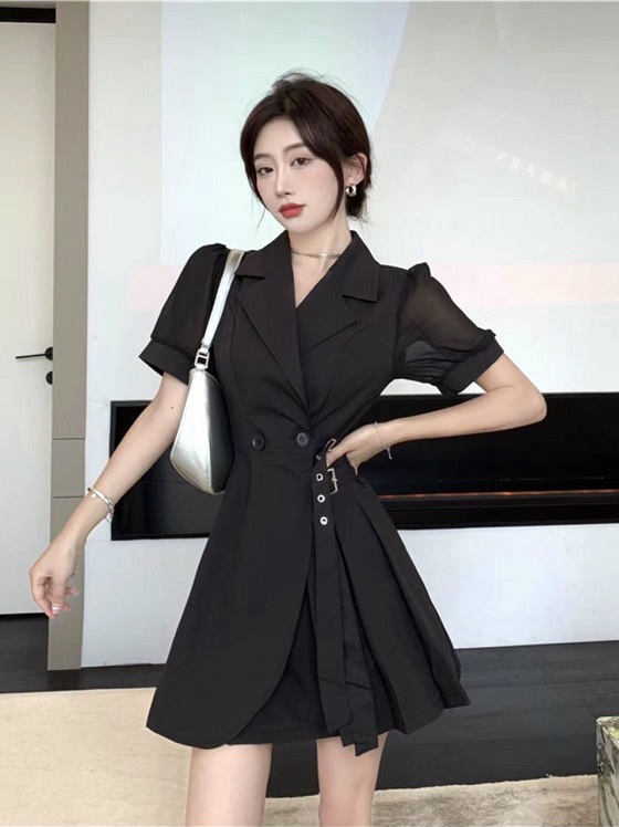 Váy nữ cá tính short cổ vest khóa eo đẹp 2022 - DN008